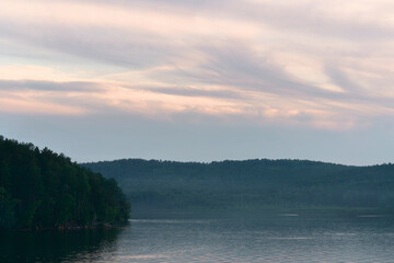 beautiful clouds during sunset over the lake