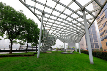 Deformed Metal Frame Structures in Parks, Shanghai, China