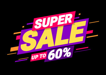 Fototapeta na wymiar Super sale of special offers. Discount with the price is 60. An ad with a red tag for an advertising campaign at retail on the day of purchase. vector illustration
