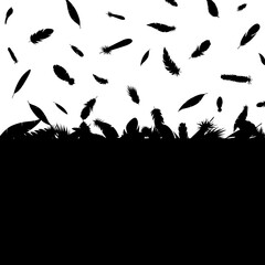 Silhouette Feathers Bird Set Background Card. Vector