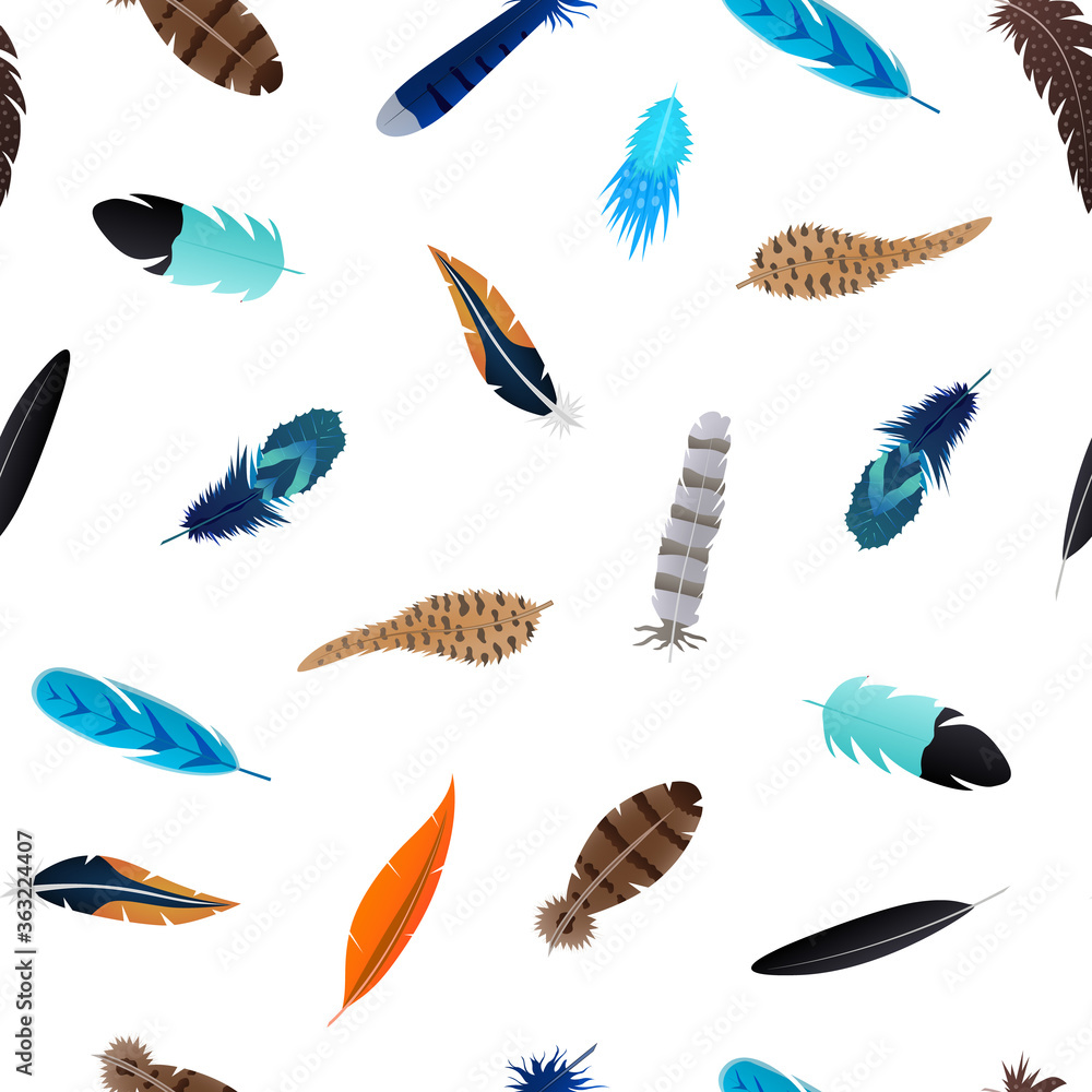 Poster realistic 3d detailed feathers bird seamless pattern background. vector