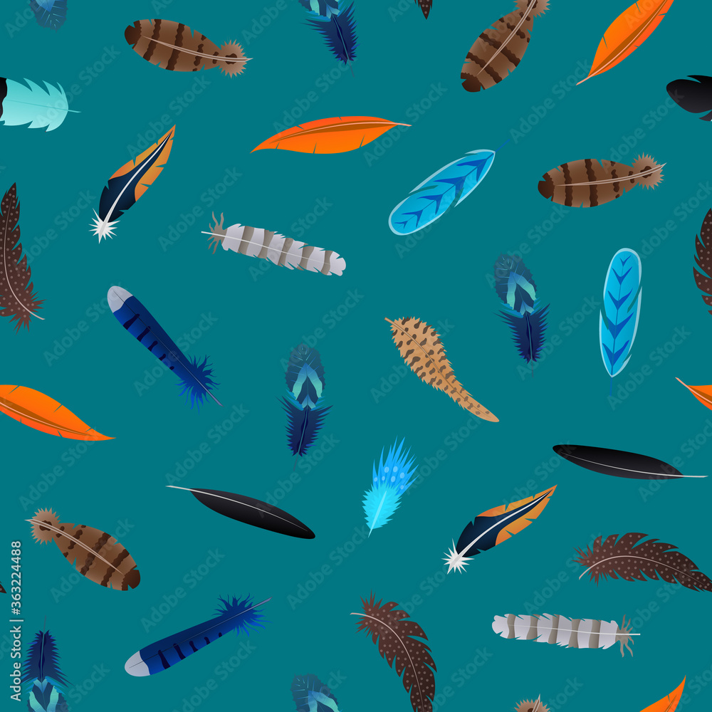 Poster realistic 3d detailed feathers bird seamless pattern background. vector