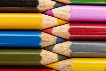Fototapeta premium Close up macro shot color pencil pile pencil tips