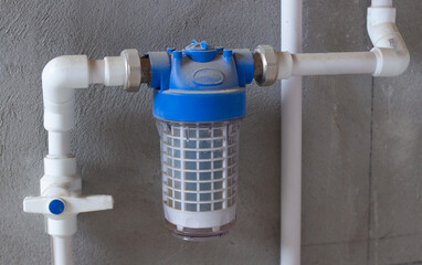 polypropylene pipes and a filter for treating tap water