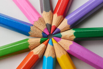Fototapeta premium Close up macro shot color pencil pile pencil tips