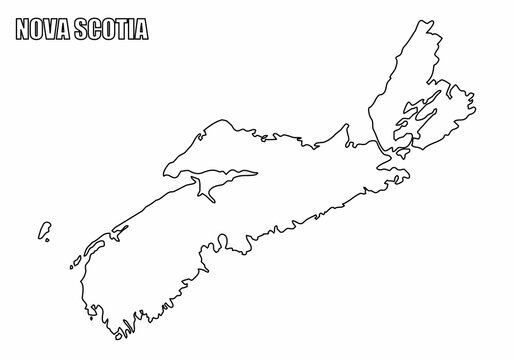 The Nova Scotia province outline map isolated on white background, Canada