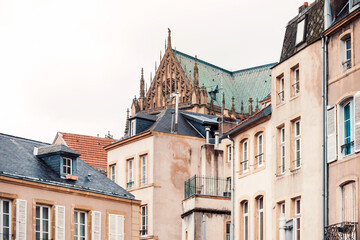 Fototapeta premium Antique building view in Old Town Metz, France