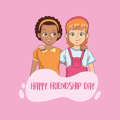 happy friendship day celebration with girls couple