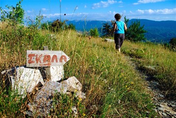 The footpath to the traditional stone-made staircase at Vradeto village, one of the 45 villages...