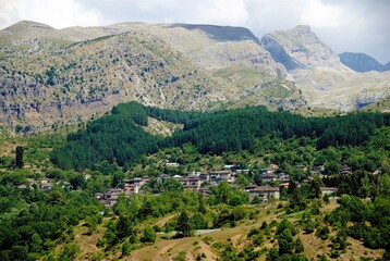 A panoramic view of Skamneli village, one of the 45 villages known as Zagoria or Zagorochoria in Epirus region of southwestern Greece