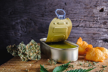 balls donuts from medical cannabis butter, sugar, flour, egg. marijuana buds. medical cannabis...