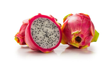 Sweet tasty dragon fruit or pitaya isolated on white.