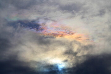 Fototapeta na wymiar Cloud Rainbow taken over Dublin Ireland on 4th July 2020 before a rain storm