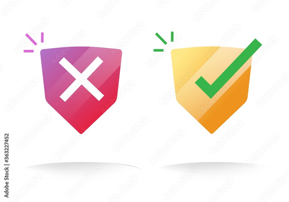 Poster shield security web protection icons or protected safety privacy access online vector flat cartoon, 