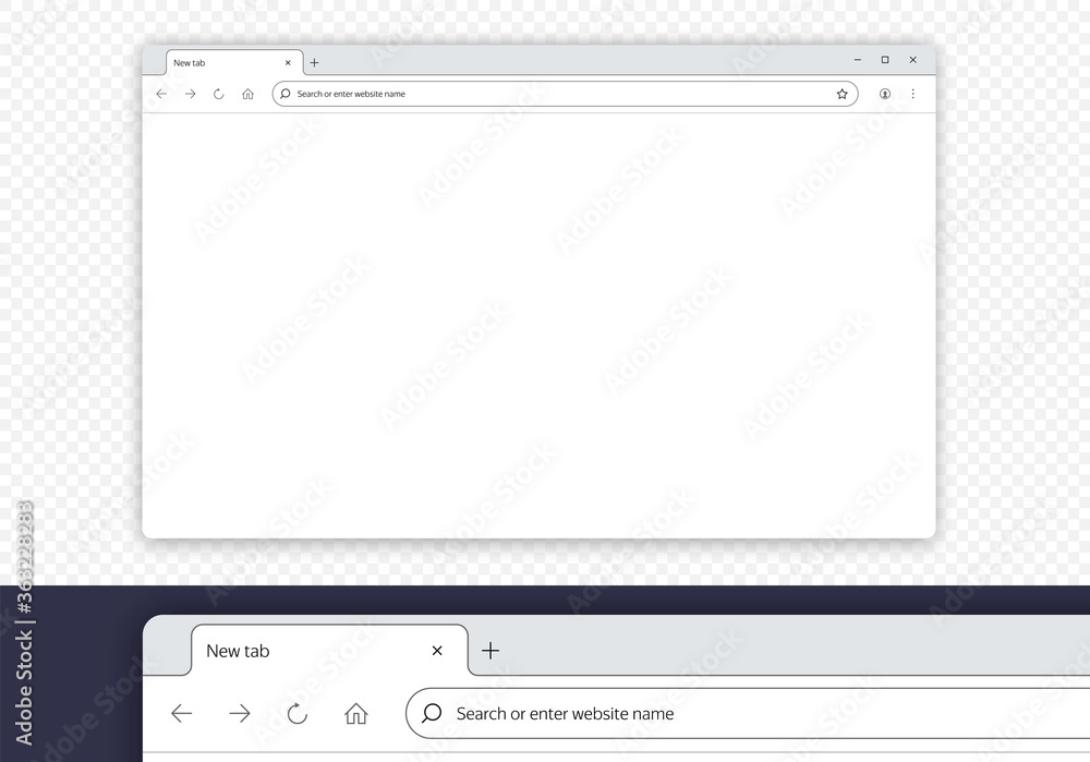 Wall mural mock-up blank browser window for your design isolated transparent background. vector illustration ep