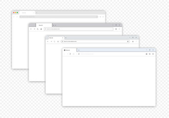 Four different Mock-ups blank browser window for your design isolated transparent background. Vector illustration EPS 10