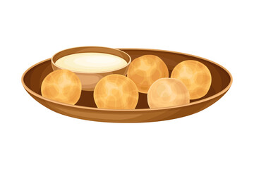 Deep Fried Shrimp Rolled in Ball with Sauce as Brazilian Cuisine Dish Vector Illustration