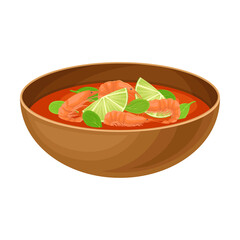 Shrimp Soup with Potherb as Brazilian Cuisine Dish Vector Illustration
