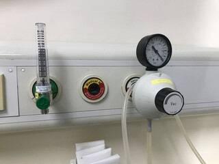 The oxygen air pump vacumm and suction hose in the emergency room of the hospital