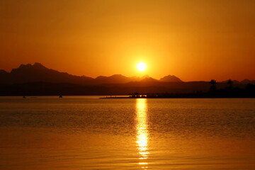 Beautiful sunrise over the Red Sea. Egypt.