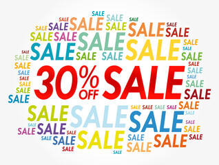 30% OFF Sale word cloud collage, business concept background
