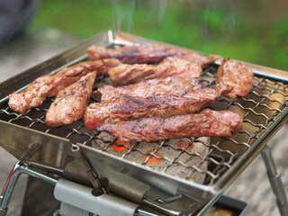 登山で焼く黒毛和牛（イチボ）