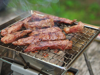 登山で焼く黒毛和牛（イチボ）