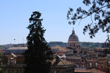 Fototapeta na wymiar Rooftop view of Rome city Center italy Rome is historical city tourist attraction with many beautiful landmarks