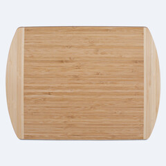 Wooden cutting board on a white background