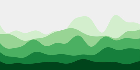 Abstract green hills background. Colorful waves superb vector illustration.