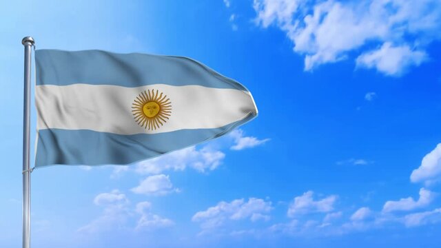 Seamless loop of the Argentina flag waving in the wind