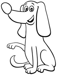 cartoon dog giving paw coloring book page
