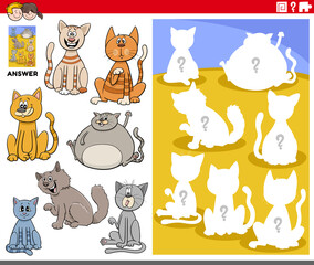 matching shapes game with cartoon cat characters