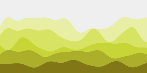 Abstract lime hills background with colorful waves. Vector illustration of a smooth, wavy green landscape.