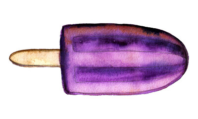 Watercolor sweets isolated on white background. Bright ice cream. Delicious and tasty dessert. Hand drawn illustration for cafe or restaurant menu and decoration