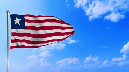 Seamless loop of the Liberia flag waving in the wind