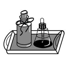 Jars for perfumes or oils. Vector image of a set of bottles. This vector image can be used in perfume advertising and on the website in the form of icons. Isolated on a white background.