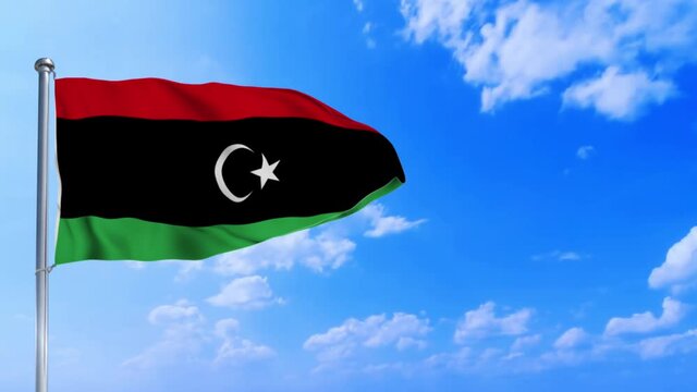 Seamless loop of the Libya flag waving in the wind