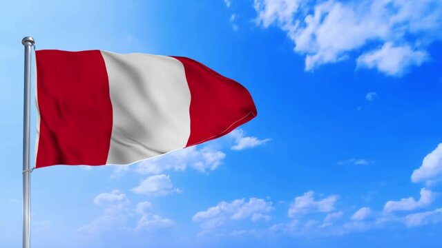 Seamless loop of the Peru flag waving in the wind