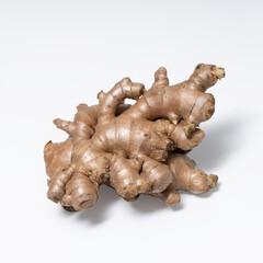 Fresh ginger on white background