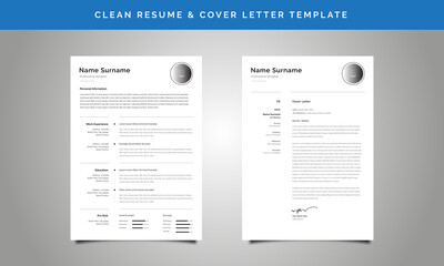  Resume / CV Template with Cover Letter Design