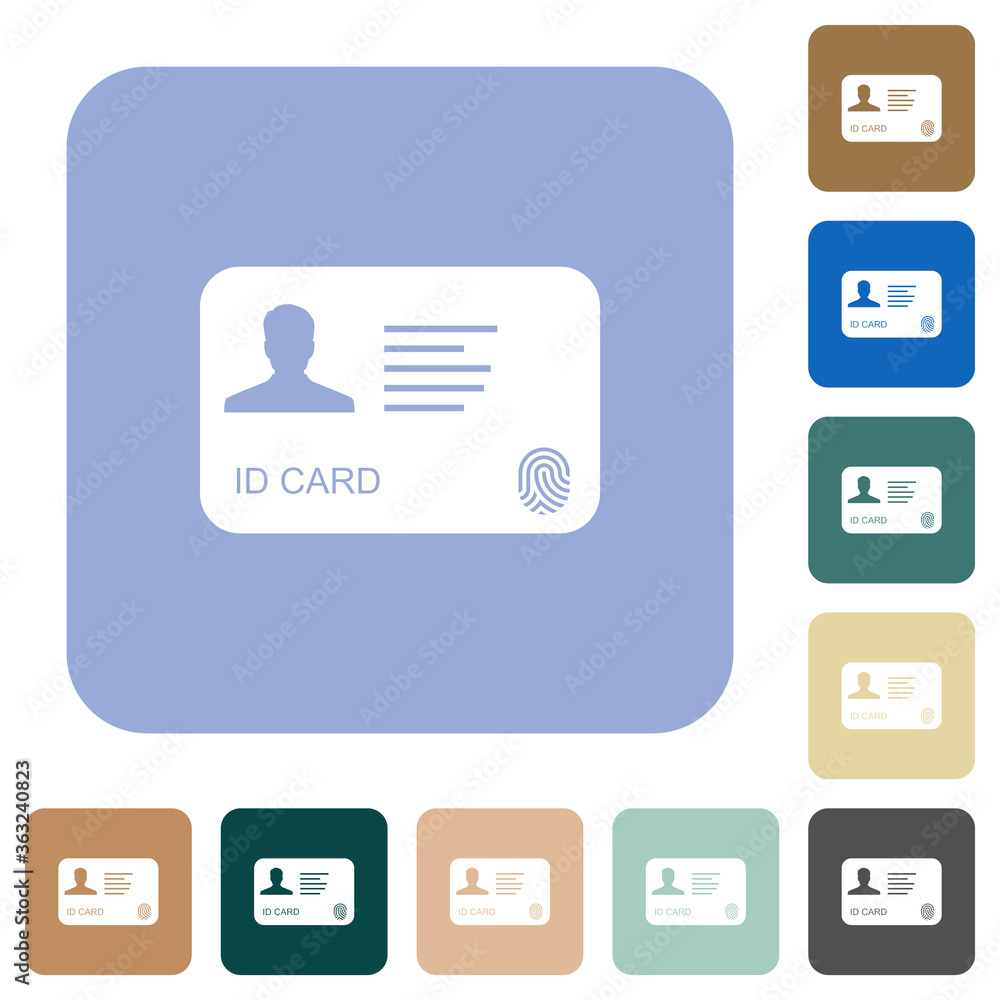 Wall mural id card with fingerprint rounded square flat icons