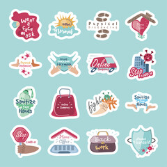 set of icons prevention, protection of coronavirus