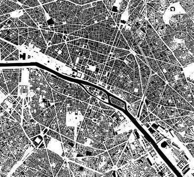 map of the city of Paris, France