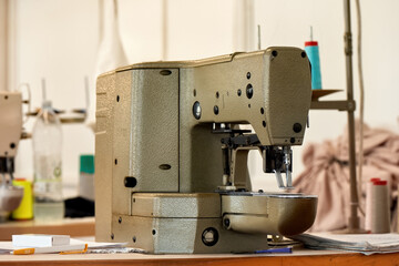 Sewing machine on textile production