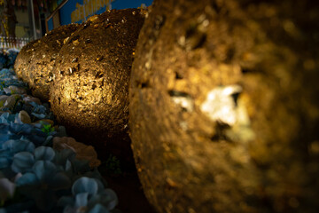 Wat Rong Suea Ten or The Blue Temple translates as House of the dancing tiger. A monumental, modern Buddhist temple distinguished by its vivid blue coloring & elaborate carvings in Chiang Rai Province