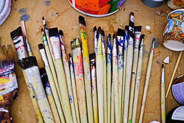 Obraz premium Paintbrush is a tool for painting and coloring in art.