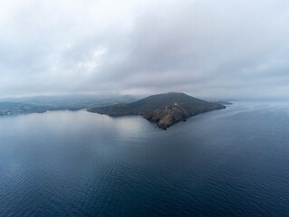 Aerial and panoramic view of Cap Béar in Port Vendres in France