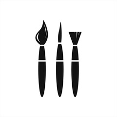 Set art brush icons isolated on white. Stencil collection for school etc. Vector stock illustration. EPS 10