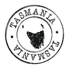 Tasmania Australia Map Postmark. Silhouette Postal Passport. Stamp Round Vector Icon. Vintage Postage Design. - obrazy, fototapety, plakaty